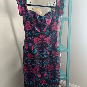 Black/Floral Midi Dress